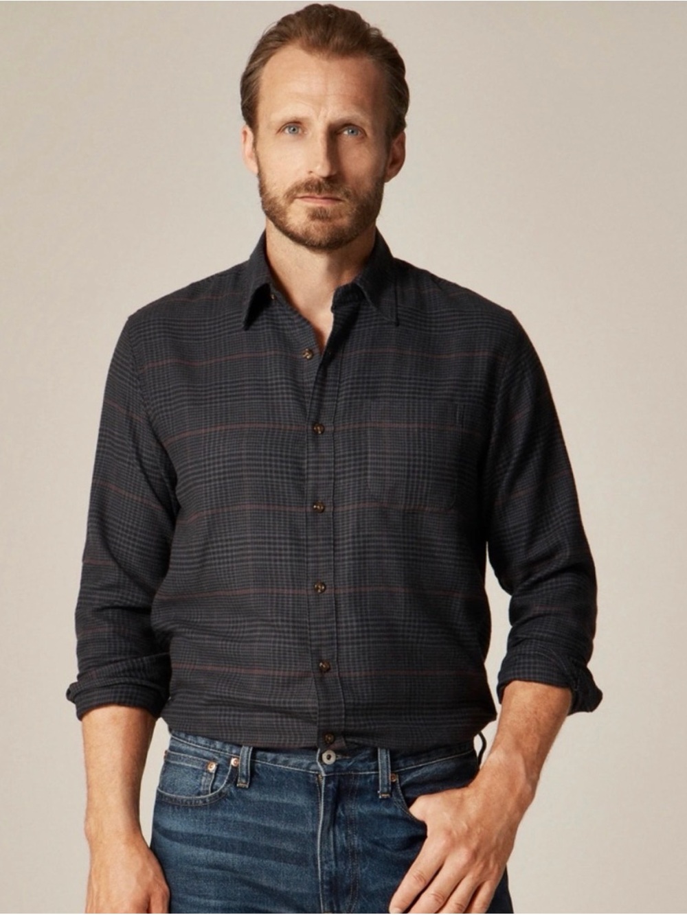 J. Crew Men's Classic Fit Cashmere Blend Plaid Button-Down Shirt